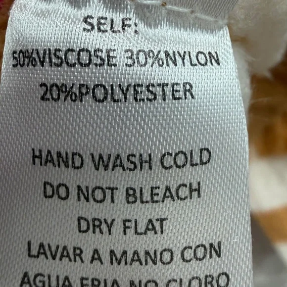 New Easel Camel Button Mock Collar Neckline Fringe Sweater Pullover Small - Picture 5 of 6